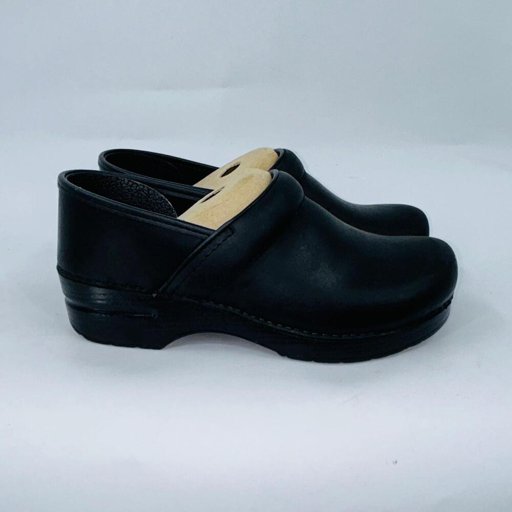 DANSKO WOMENS PROFESSIONAL 206-020202 ANTIQUE BLACK LEATHER CLOGS SIZE 10.5-11B